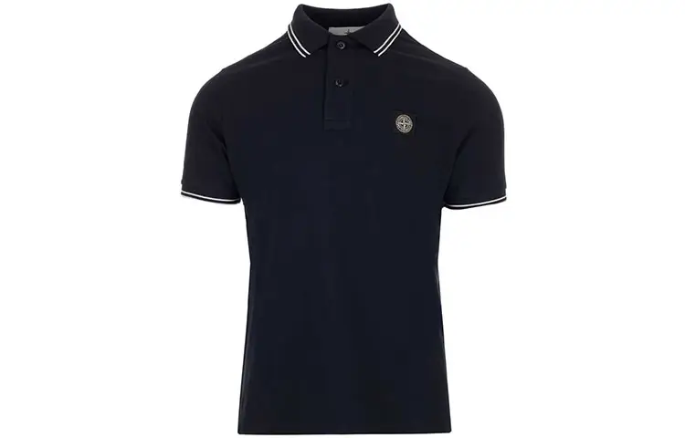 STONE ISLAND Polo Shirts Men's Blue Polo Collar Moderate Straight Fit