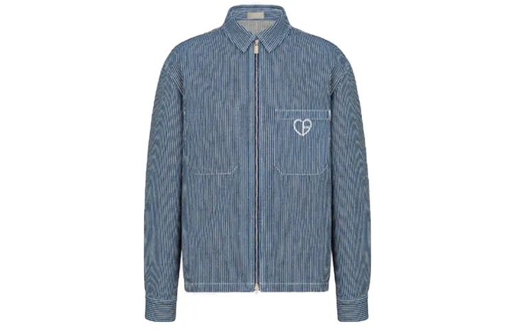 DIOR Quarterly New Products Shirts Men's Blue Lapel Moderate Denim