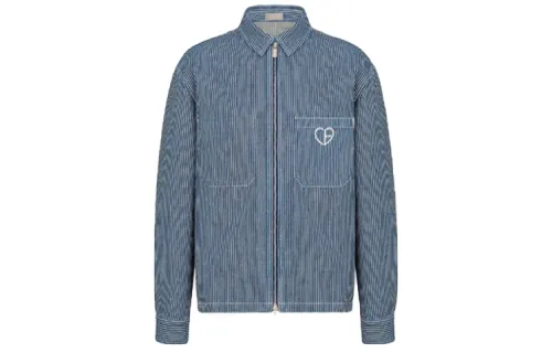 DIOR Quarterly New Products Shirts Men's Blue Lapel Moderate Denim