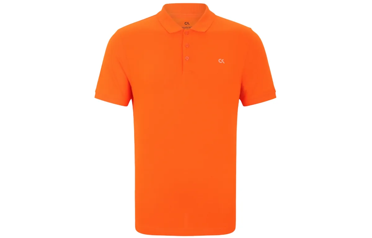 Calvin Klein Polo Shirts Men's Orange Polo Collar Moderate Straight Fit