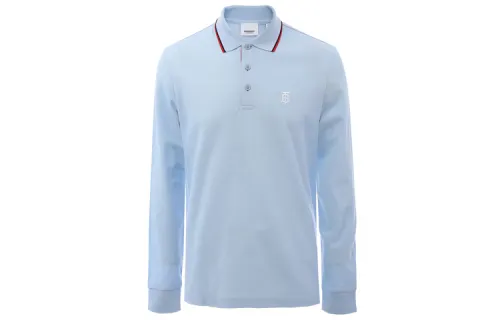 Burberry Polo Shirts Men's Blue Polo Collar Moderate Straight Fit