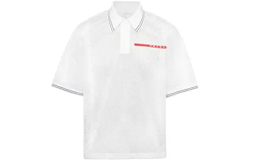 PRADA Polo Shirts Men's White Polo Collar Thin Other