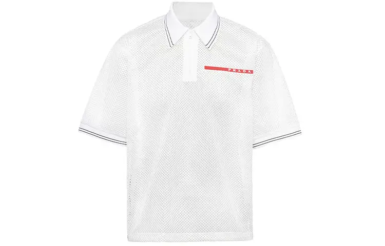 PRADA Polo Shirts Men's White Polo Collar Thin Other