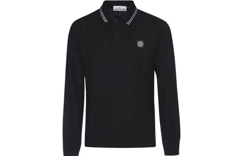 STONE ISLAND Polo Shirts Men's Black Polo Collar Moderate