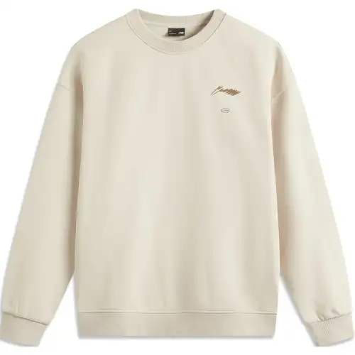 Li Ning Sports Life Collection Solid Color Logo Label Crew Neck Comfortable And Breathable Fleece Lined Thermal