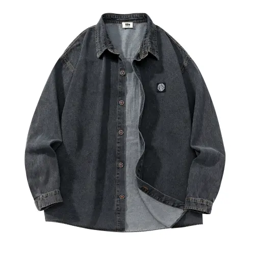 TALKING TOM Shirts Unisex Pointed Collar Moderate Denim