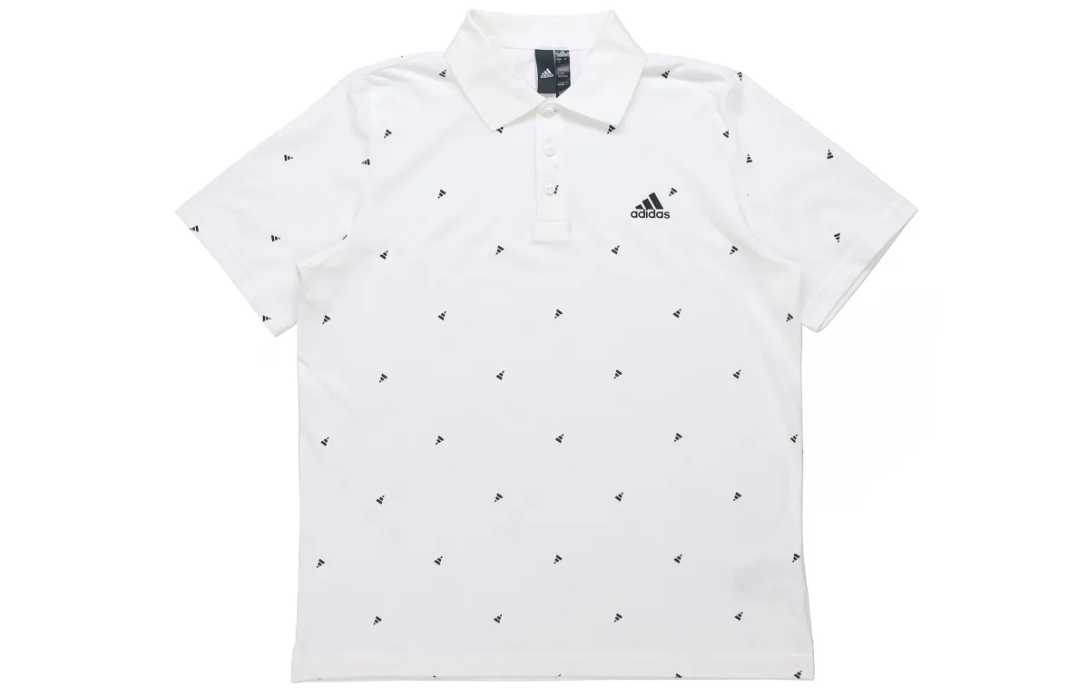 Adidas Polo Shirts Men's White Polo Collar Moderate Straight Fit