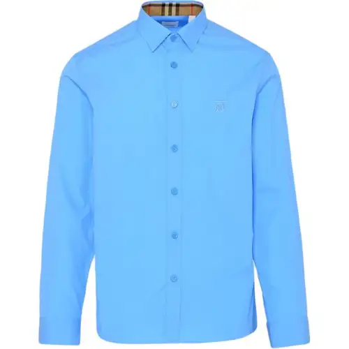 Burberry Slim Fit Monogram Motif Stretch Cotton Poplin Shirt