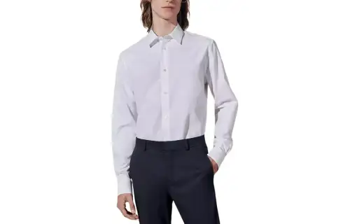 HERMES Shirts Men's White Lapel Moderate Shirt