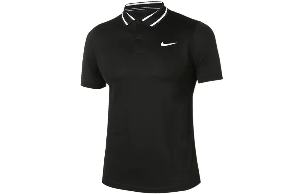 Nike Polo Shirts Men's Black Crew Neck Moderate Straight Fit
