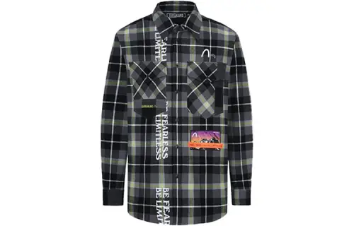 EVISU Shirts Men's Green Plaid Moderate Shirt