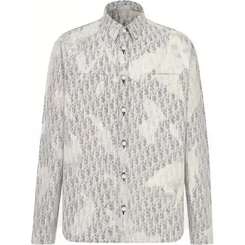 DIOR Quarterly New Products Shirts Unisex Gray Pointed Collar Moderate Denim
