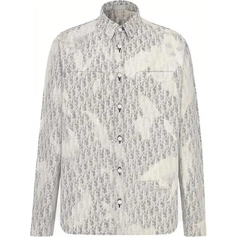 DIOR Quarterly New Products Shirts Unisex Gray Pointed Collar Moderate Denim