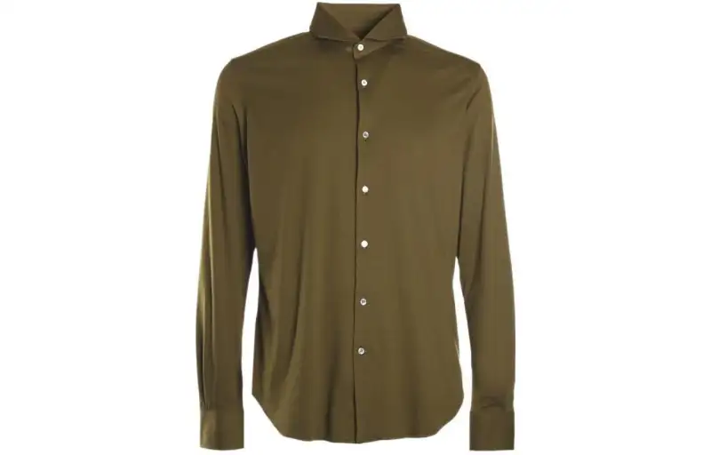 Loro Piana Shirts Men's Green Lapel Moderate Other