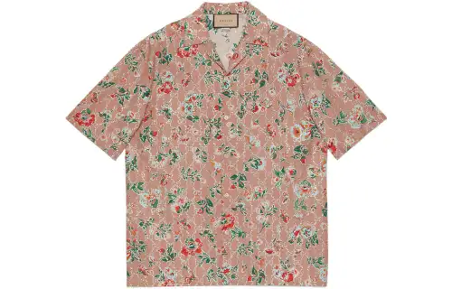 GUCCI Shirts Men's Pink Lapel Moderate