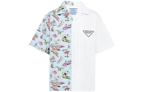 PRADA Shirts Men's Sky Blue Lapel Moderate Other