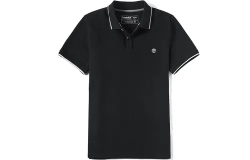 Timberland Polo Shirts Men's Black Polo Collar Moderate Straight Fit