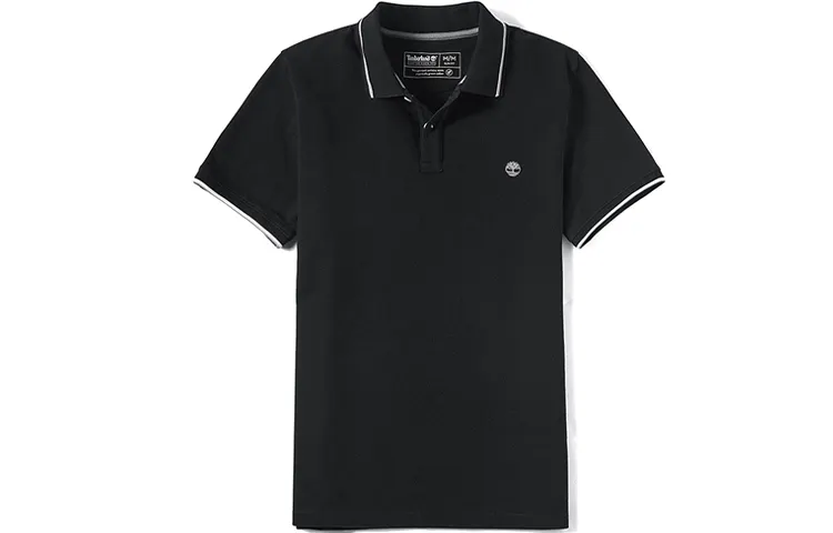 Timberland Polo Shirts Men's Black Polo Collar Moderate Straight Fit