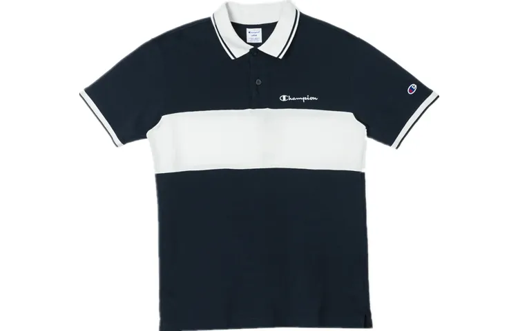 Champion Polo Shirts Men's Navy Blue Polo Collar Moderate Straight Fit