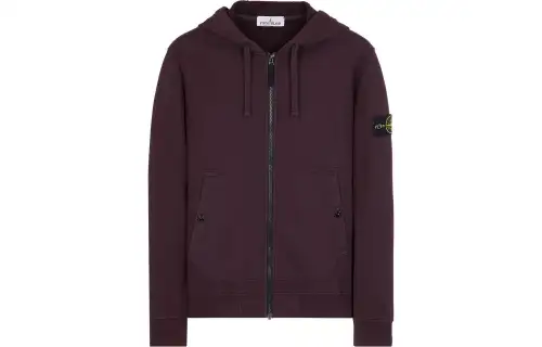 Stone Island Compass-patch zipped cotton hoodie