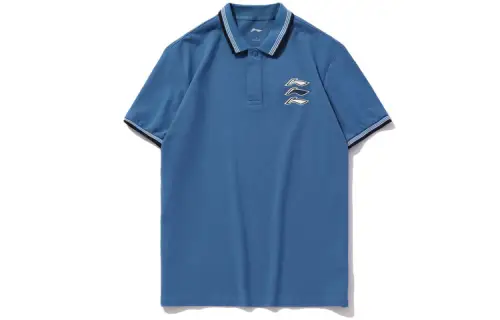 Li Ning Sports Fashion Collection Polo Shirts Unisex Blue Polo Collar Moderate Straight Fit