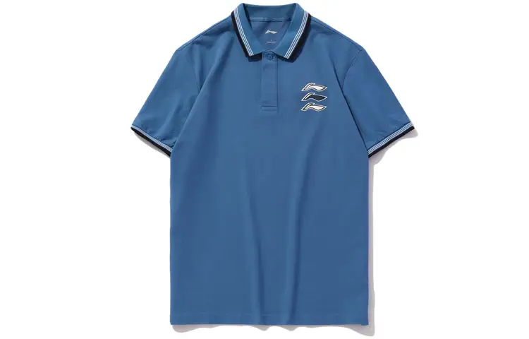 Li Ning Sports Fashion Collection Polo Shirts Unisex Blue Polo Collar Moderate Straight Fit