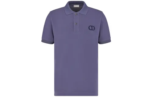 DIOR Quarterly New Products Polo Shirts Men's Purple Polo Collar Moderate Straight Fit