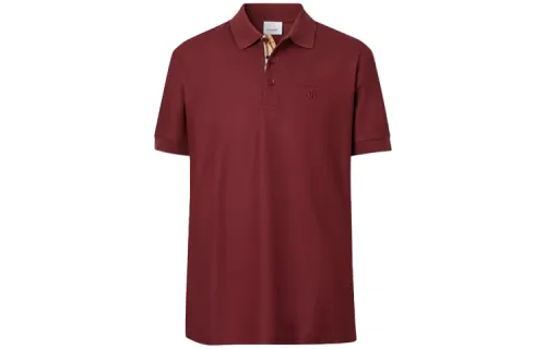 Burberry Polo Shirts Men's Pomegranate Stone Color Polo Collar Moderate Straight Fit