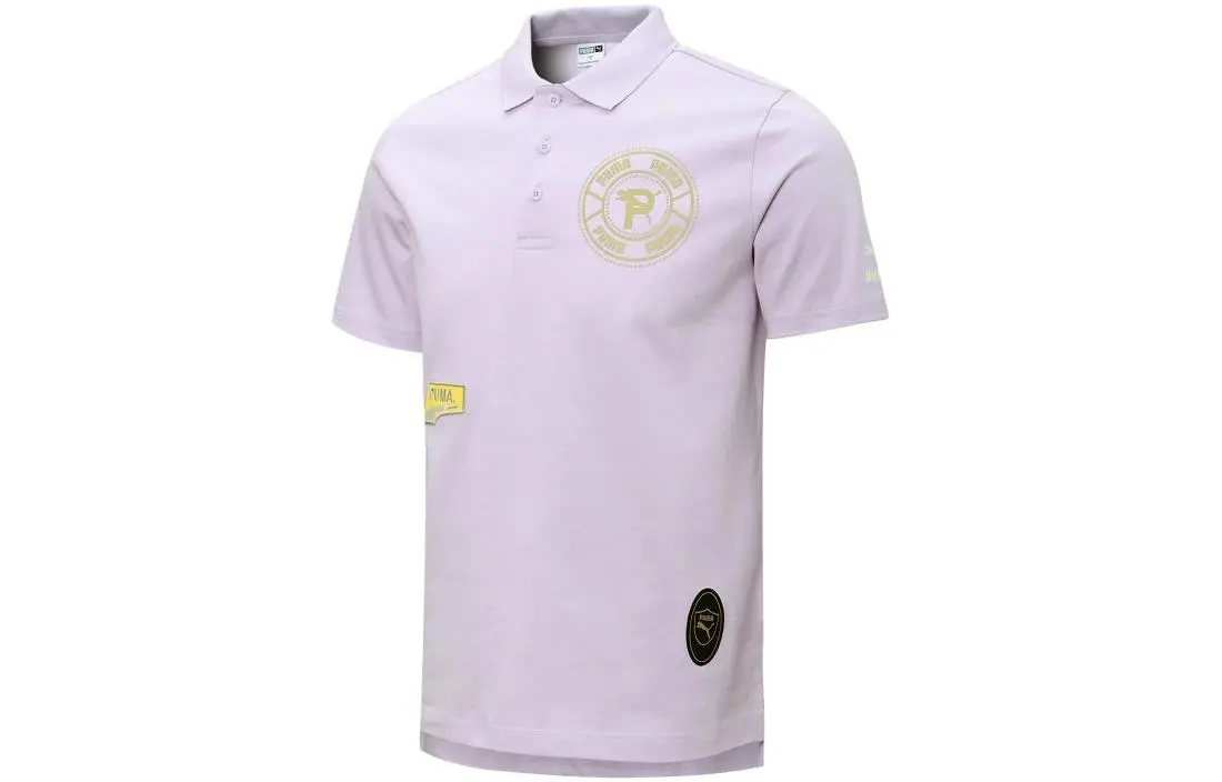 PUMA Polo Shirts Unisex Purple Polo Collar Moderate Straight Fit