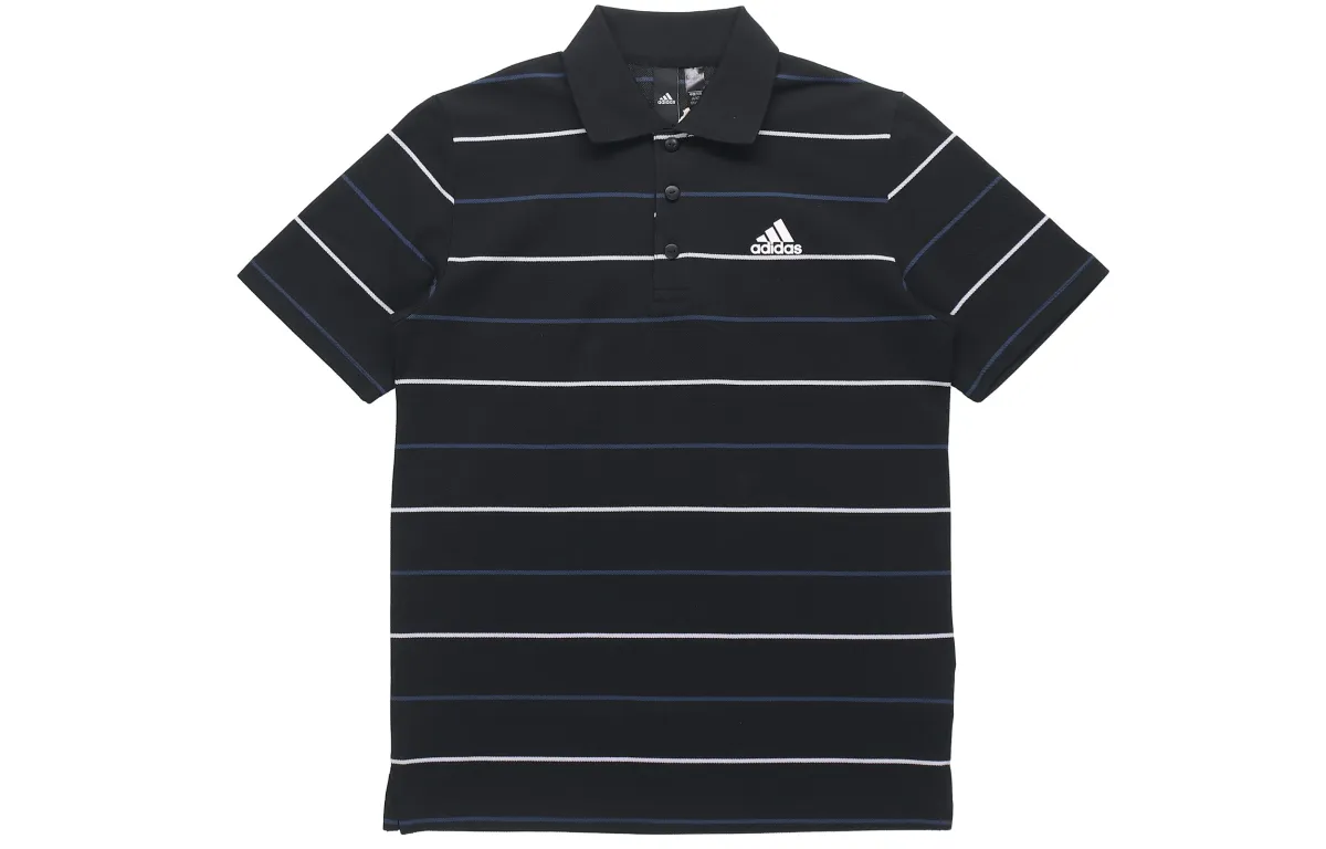 Adidas Polo Shirts Men's Black Polo Collar Moderate Straight Fit