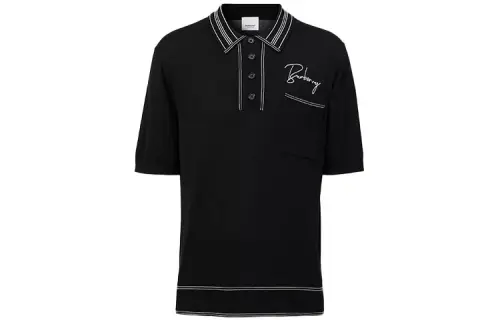Burberry Polo Shirts Men's Black Polo Collar Moderate Straight Fit