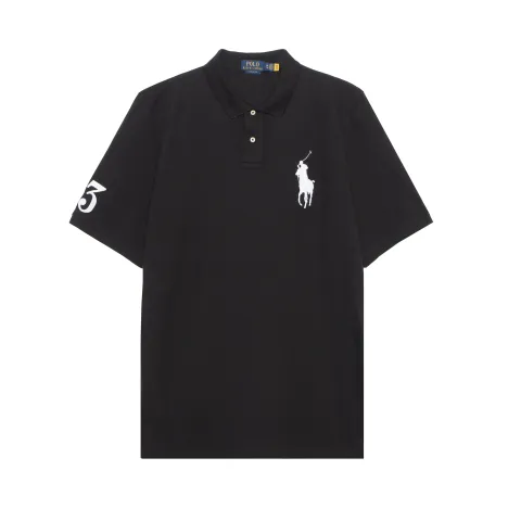 Polo Ralph Lauren SS22 Men Printed Solid Short Sleeve Polo Shirt Black