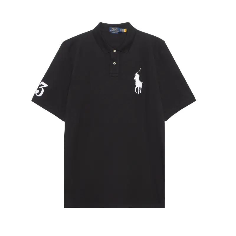 Polo Ralph Lauren SS22 Men Printed Solid Short Sleeve Polo Shirt Black