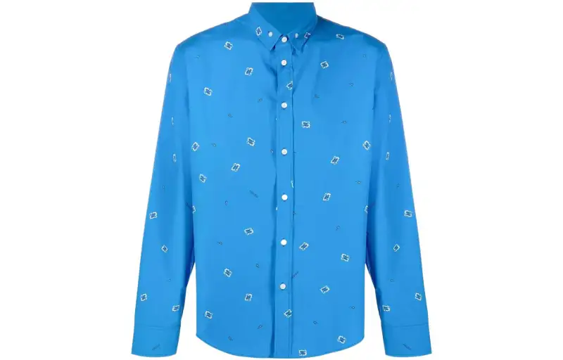 KENZO Shirts Men's Blue Lapel Moderate Shirt