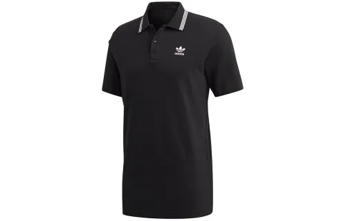 Adidas Originals Trefoil Polo Shirts Men's Black Polo Collar Moderate Straight Fit