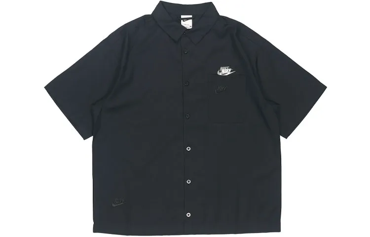 Nike Shirts Men's Black Lapel Moderate Straight Fit