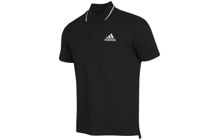 Adidas Polo Shirts Men's Black Polo Collar Moderate Straight Fit