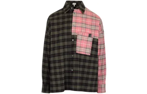 LOEWE Shirts Men's Green Lapel Moderate Shirt