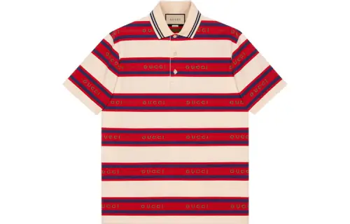GUCCI Polo Shirt Men's Red White Stripes