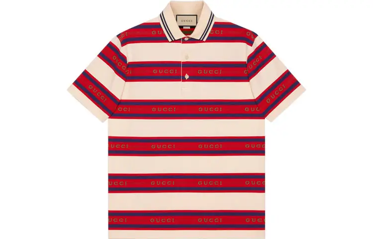 GUCCI Polo Shirt Men's Red White Stripes