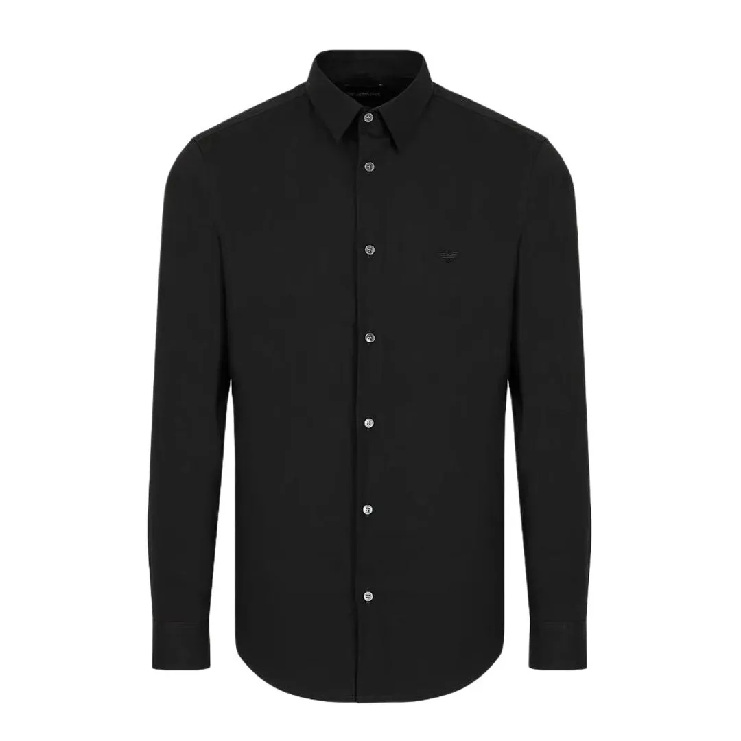 EMPORIO ARMANI Logo Embroidered Buttoned Shirt