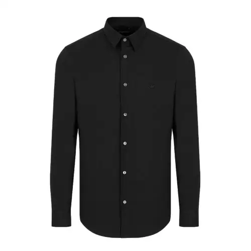 EMPORIO ARMANI Armani, long-sleeve, black shirt, logo embroidery service