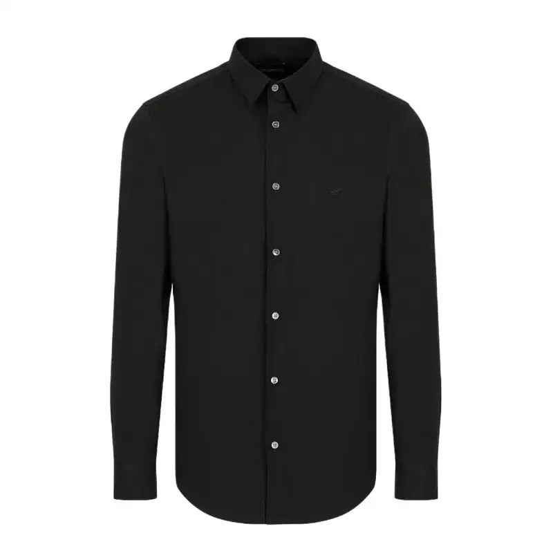EMPORIO ARMANI Armani, long-sleeve, black shirt, logo embroidery service