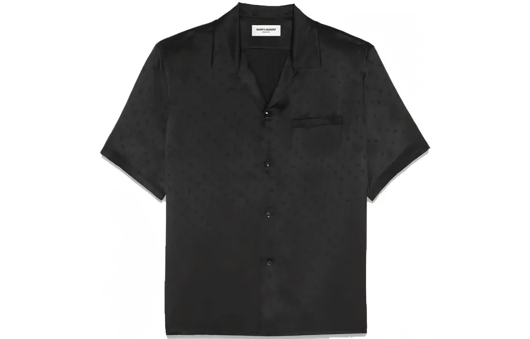SAINT LAURENT Camp Collar Silk Satin Jacquard Shirt