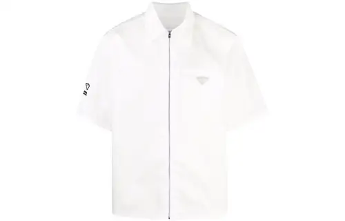 PRADA Shirts Men's White Pointed Collar Moderate Shirt