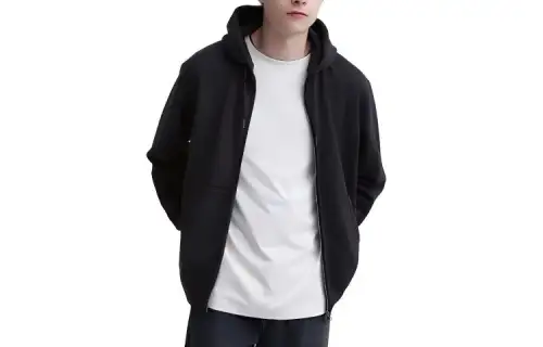 UNIQLO Sweatshirts Unisex Black Hooded Moderate Cardigan
