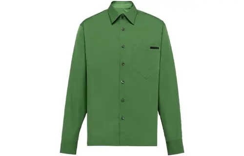PRADA Shirts Men's Green Pointed Collar Moderate Shirt