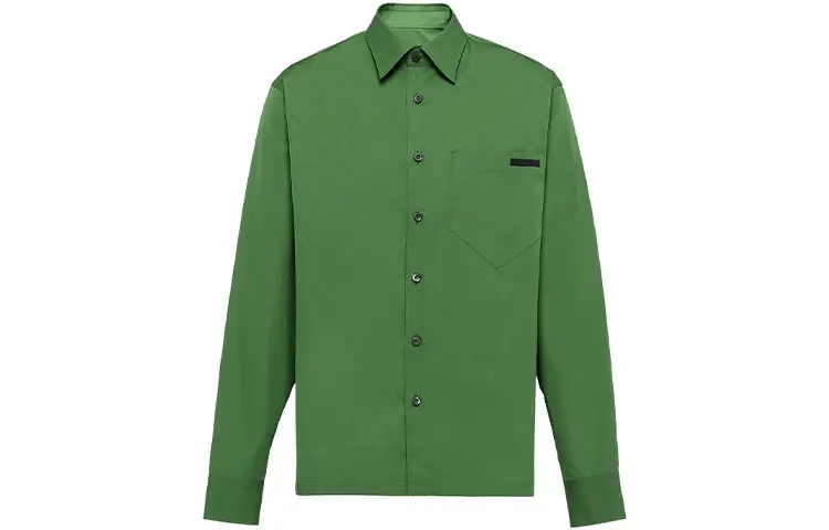 PRADA Shirts Men's Green Pointed Collar Moderate Shirt