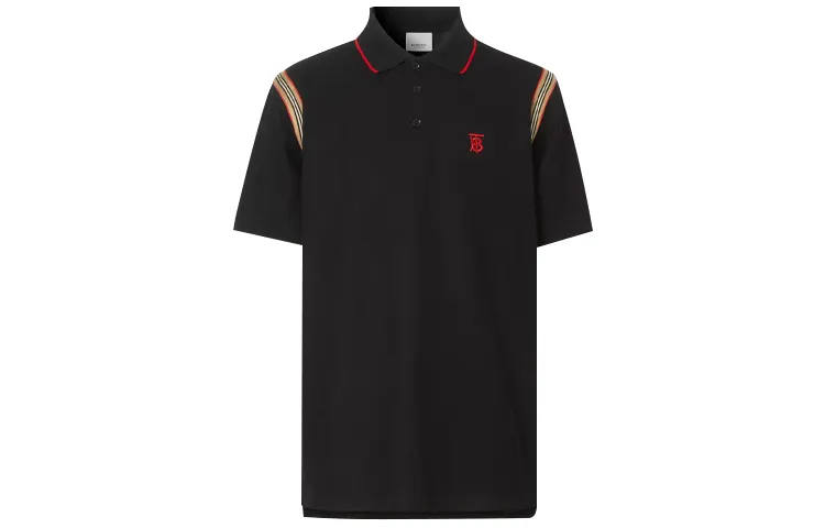Burberry Polo Shirts Men's Black Moderate Straight Fit