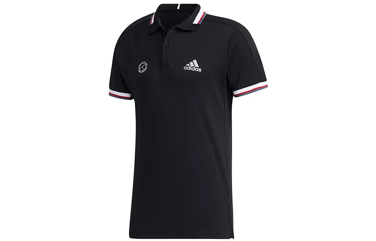 Adidas Polo Shirts Men's Black Polo Collar Moderate Straight Fit